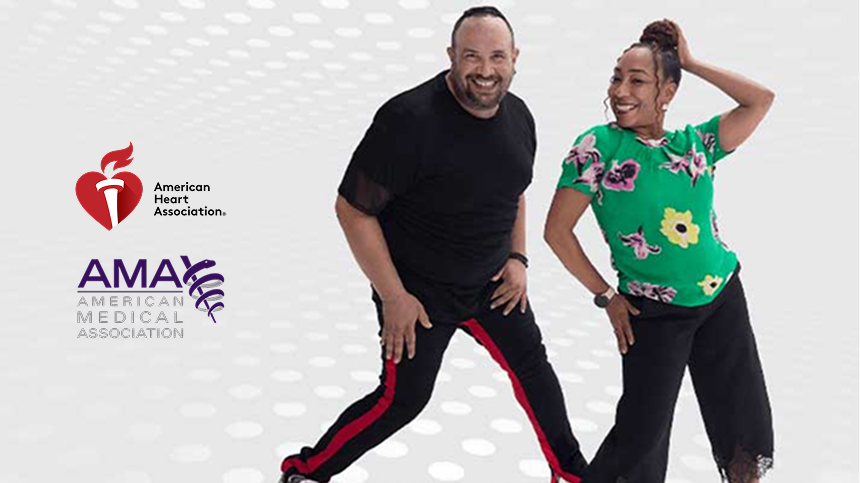 American Medical Association patients dancing and smiling about their blood pressure