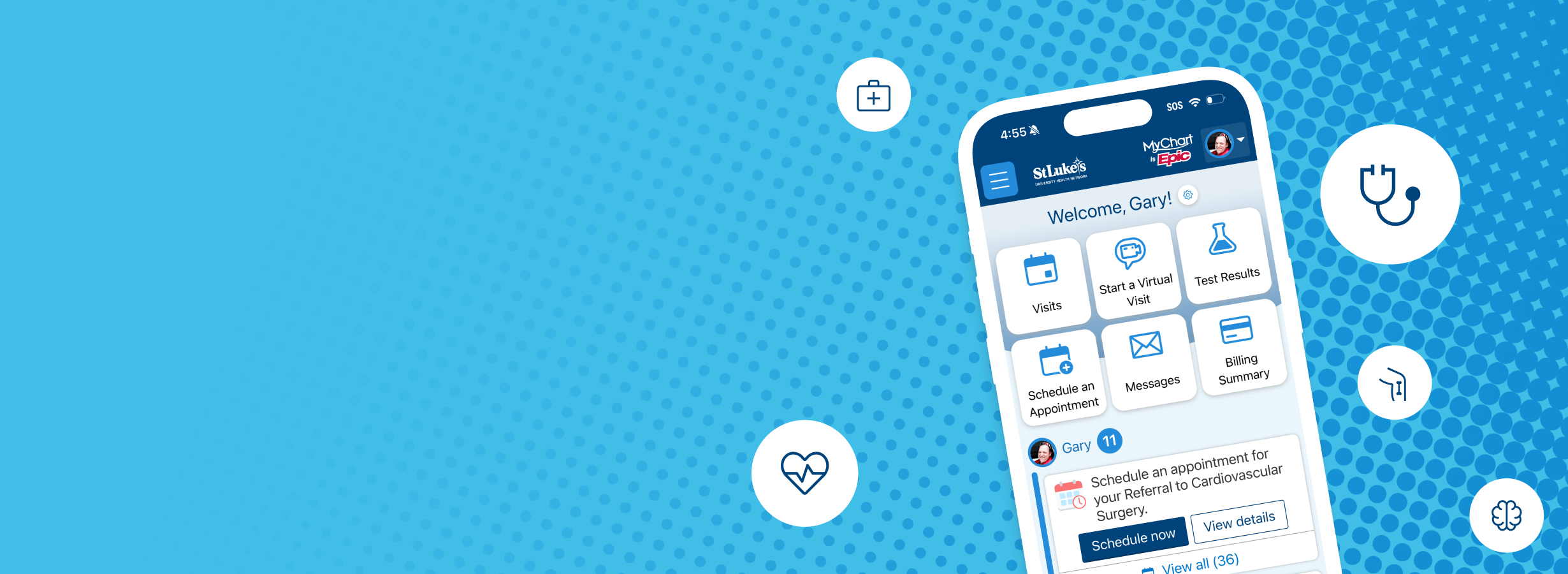 MyChart account home screen preview on mobile device