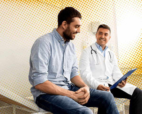 Doctor reviewing information with a patient